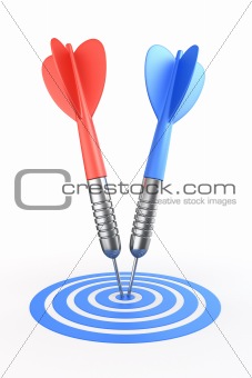 Darts hitting target