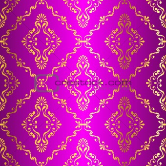 Gold-on-Pink seamless swirly Indian pattern
