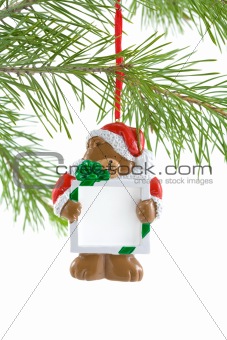 Santa Bear Ornament with Sign