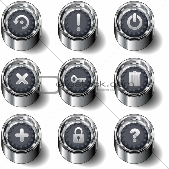 Computer desktop icon set on vector buttons
