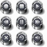Media player icons on vector button set