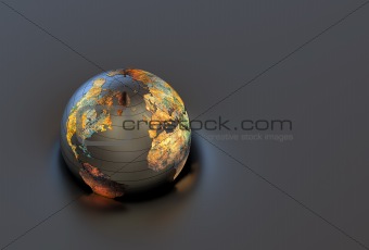 3d metal globe