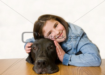 Little Girl With Her Dog