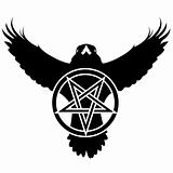 Raven with pentagram illustration