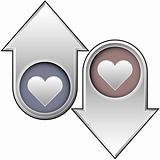 Heart icon on up and down arrows