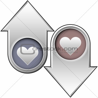 Heart icon on up and down arrows
