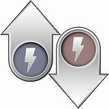 Electricity icon on up and down vector arrows