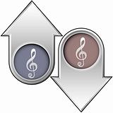Music icon on up and down arrows