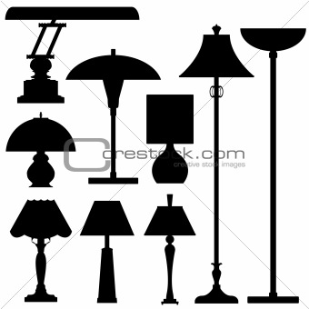 Lamps and indoor lighting in silhouette