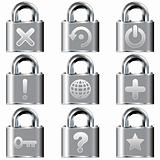 Computer desktop symbols on lock icons