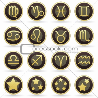 Horoscope symbol button or icon set
