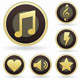 Music icon button set