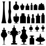Bottles, urns, and jars in vector