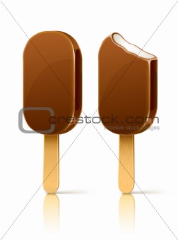 chocolate ice-cream dessert on wooden stick 