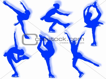 Ice skater silhouettes