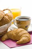 delicious continental breakfast of coffee and croissants 