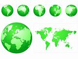 Global icons and map green