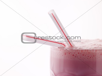 Strawberry Milkshake With Straws