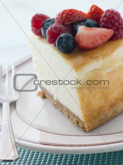 Slice Of New York Cheesecake On A Plate