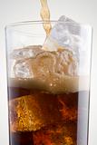 Pouring Cola Into A Glass Of Ice