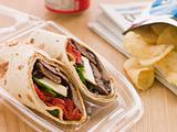 Steak, Cheese, Red Pepper And Barbeque Sauce Tortilla Wrap With 