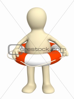 3d puppet with a lifebuoy ring