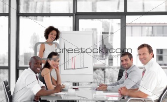 Female business woman giving a presentation 