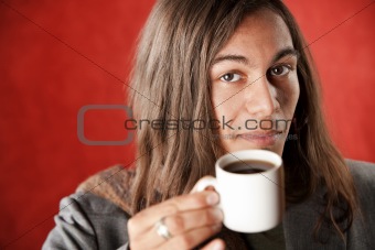 Handsome Young Man Drinking Coffee