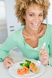 Woman Eating Healthy meal,mealtime