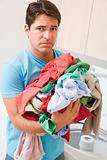 Man Upset Doing Laundry
