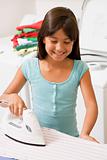Young Girl Ironing 