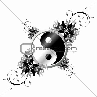 Yin Yang with flowers