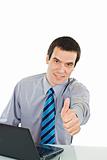 Businessman show thumb up sign