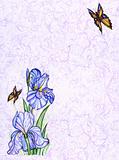 card design with decorative flowers and butterfly
