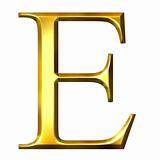3D Golden Greek Letter Epsilon