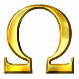 3D Golden Greek Letter Omega
