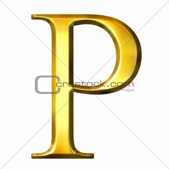 3D Golden Greek Letter Rho