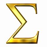 3D Golden Greek Letter Sigma