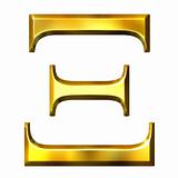 3D Golden Greek Letter Xi