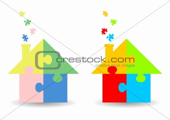 Jigsaw puzzle houses