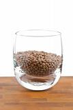 pardina lentils in glass on wooden table