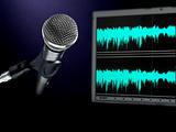 Microphone on recording studio.