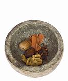 spices in a stone bowl isolated