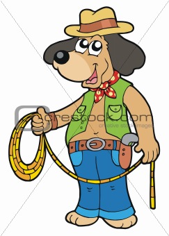 Cowboy dog with lasso