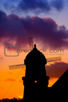 Windmill Silhouette At Sunset