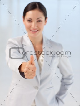 Confident and attractive busineswoman being positive