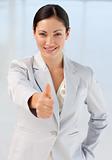 Confident and attractive busineswoman being positive