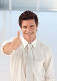 Businessman with Thumb up to camera