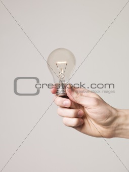 Hand holding light bulb