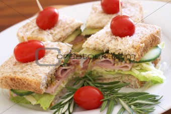Tasty sandwiches on wholewheat bread